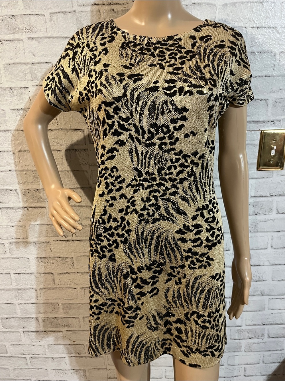 St. John santana knit animal print sheath dress
